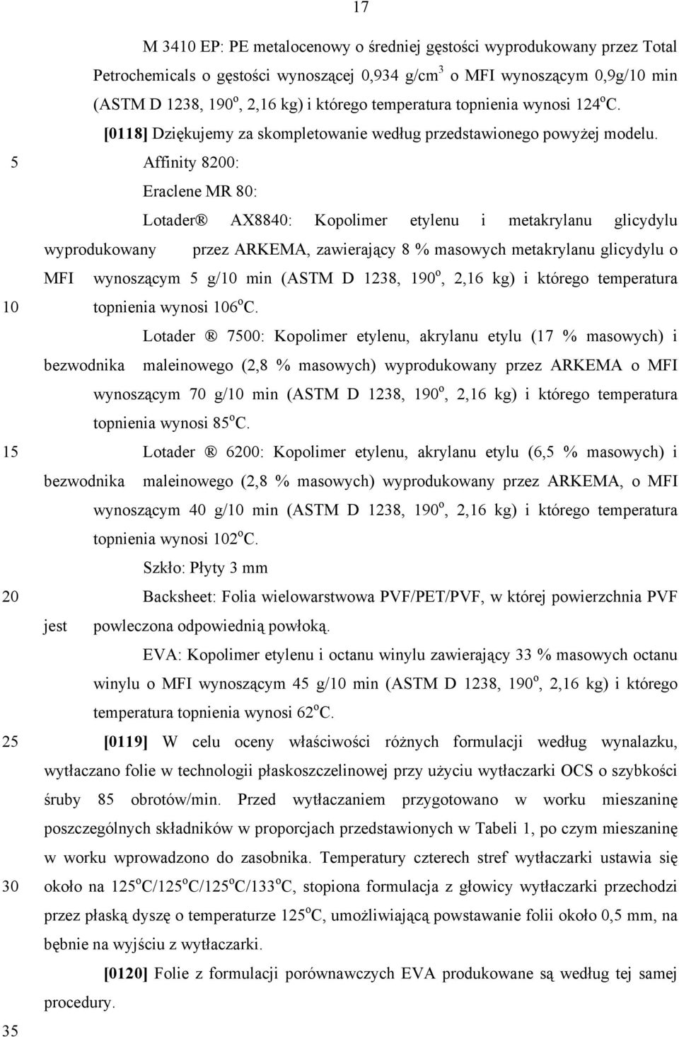 Affinity 80: Eraclene MR 80: Lotader AX8840: Kopolimer etylenu i metakrylanu glicydylu wyprodukowany przez ARKEMA, zawierający 8 % masowych metakrylanu glicydylu o MFI wynoszącym g/ min (ASTM D 1238,