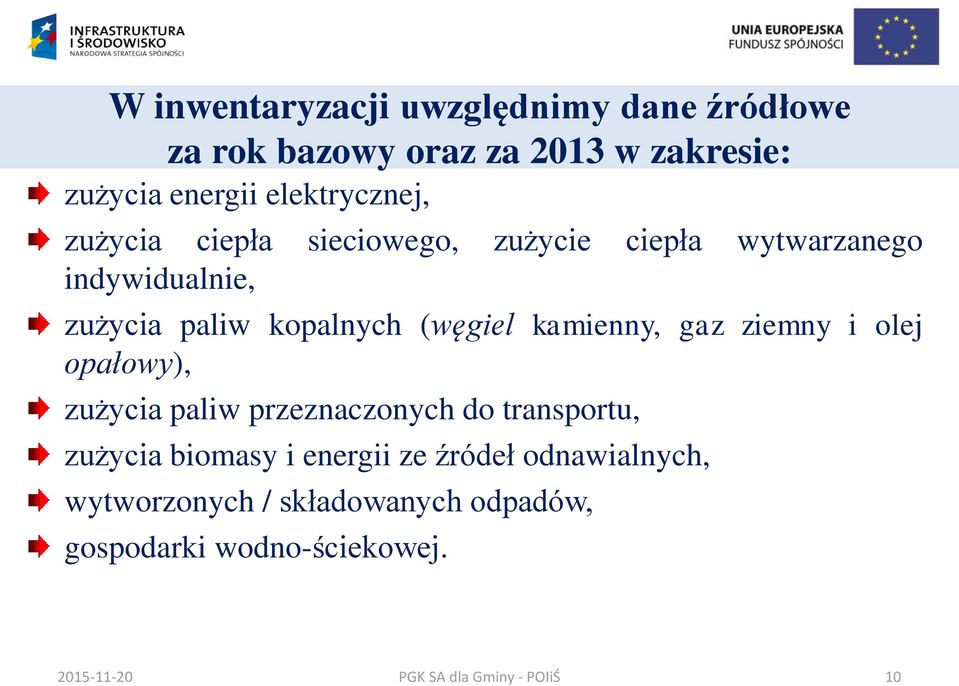 kopalnych (węgiel kamienny, gaz ziemny i olej opałowy), zużycia paliw przeznaczonych do transportu,