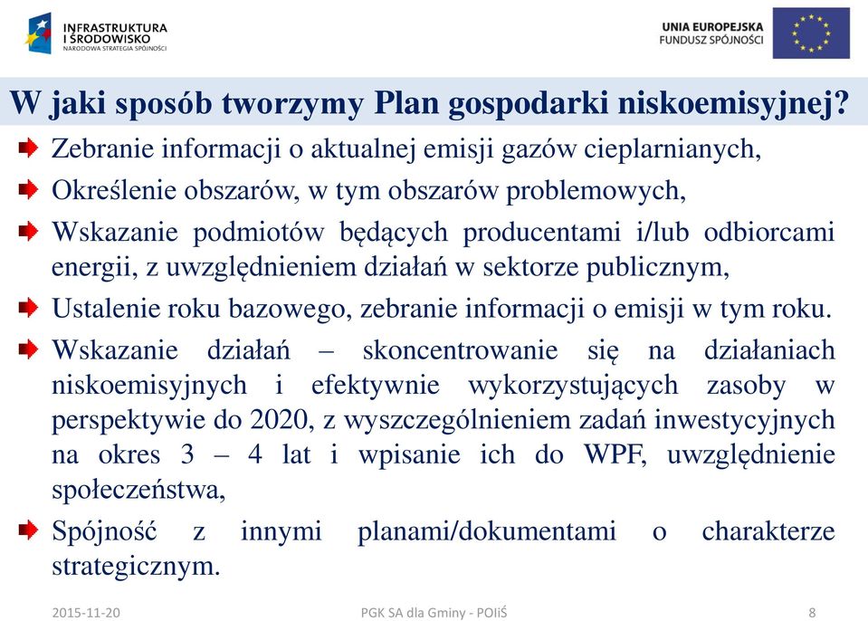 odbiorcami energii, z uwzględnieniem działań w sektorze publicznym, Ustalenie roku bazowego, zebranie informacji o emisji w tym roku.