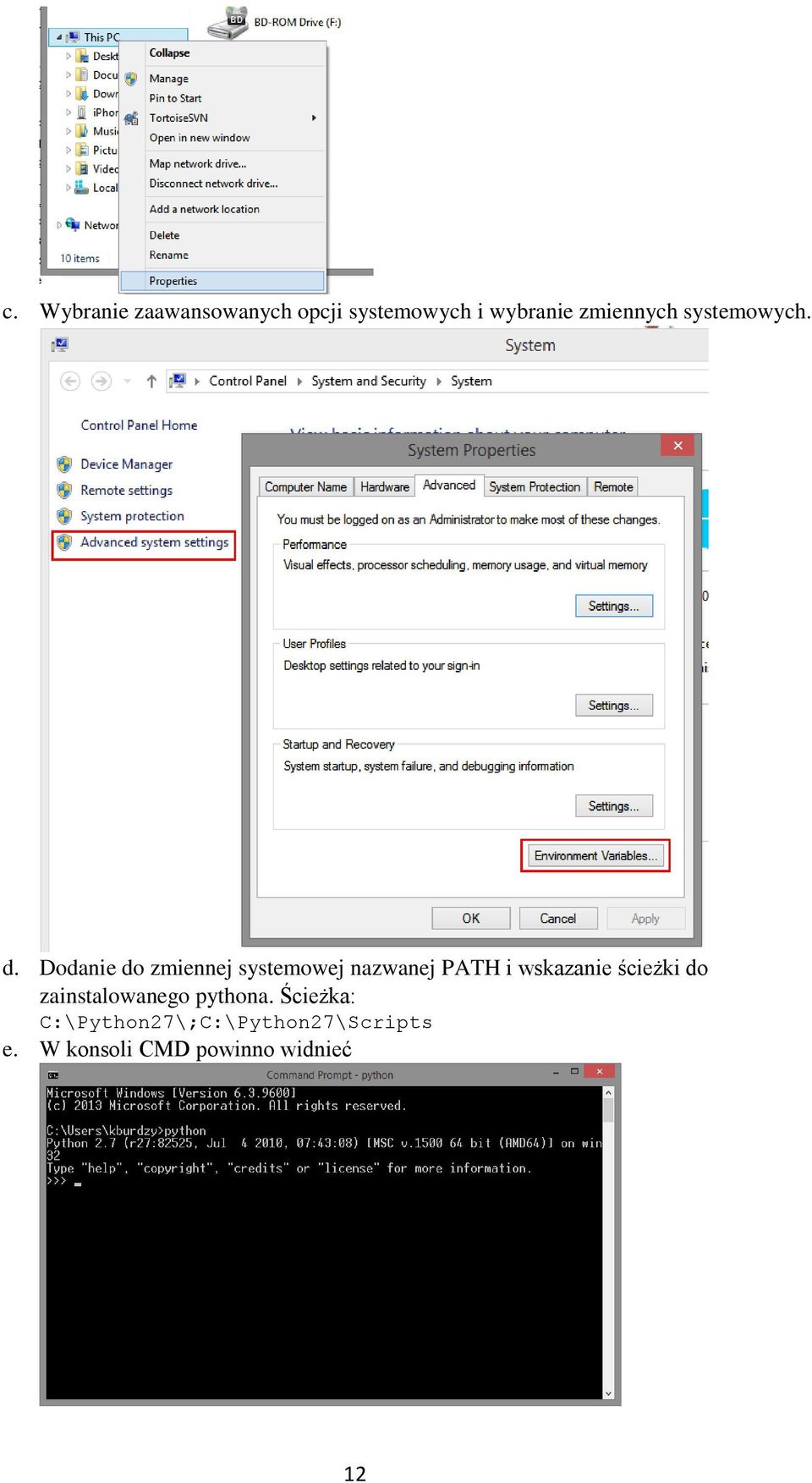 Dodanie do zmiennej systemowej nazwanej PATH i wskazanie