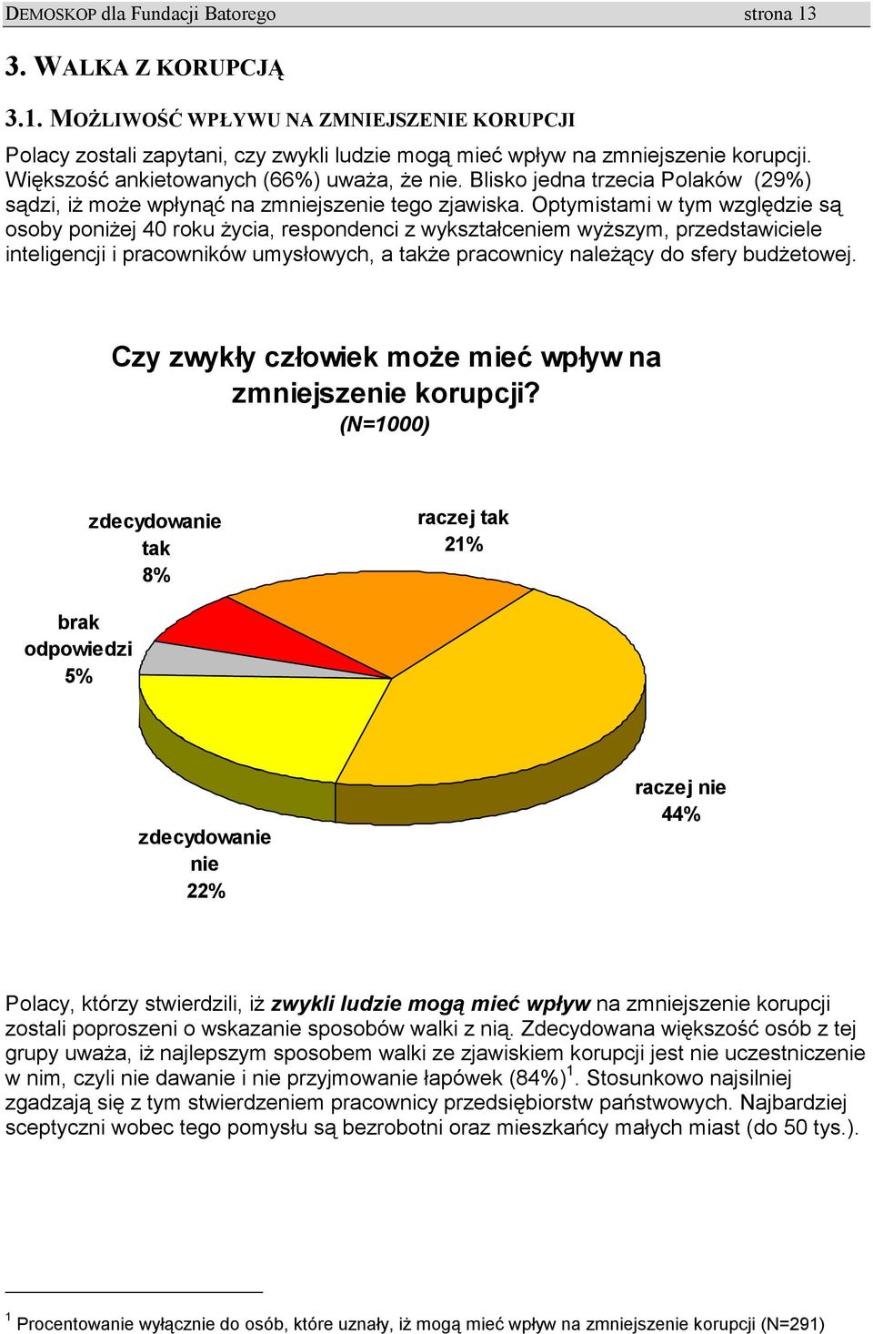 Optymistami w tym względzie są osoby poniżej 40 roku życia, respondenci z wykształceniem wyższym, przedstawiciele inteligencji i pracowników umysłowych, a także pracownicy należący do sfery