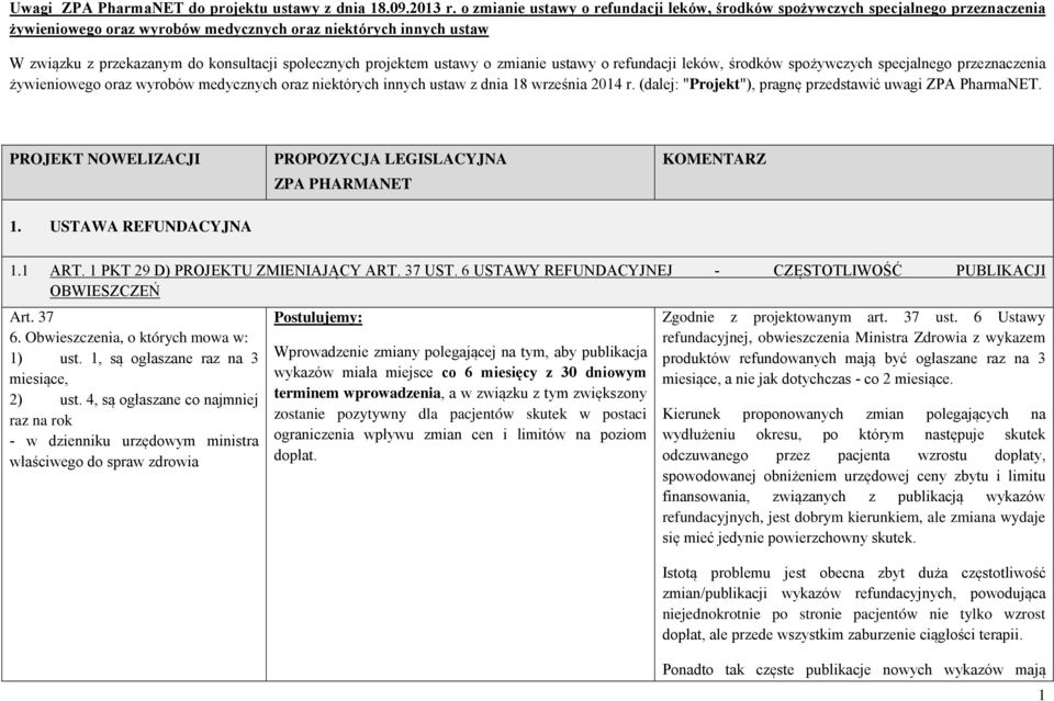 projektem ustawy o zmianie ustawy o refundacji leków, środków spożywczych specjalnego przeznaczenia żywieniowego oraz wyrobów medycznych oraz niektórych innych ustaw z dnia 18 września 2014 r.