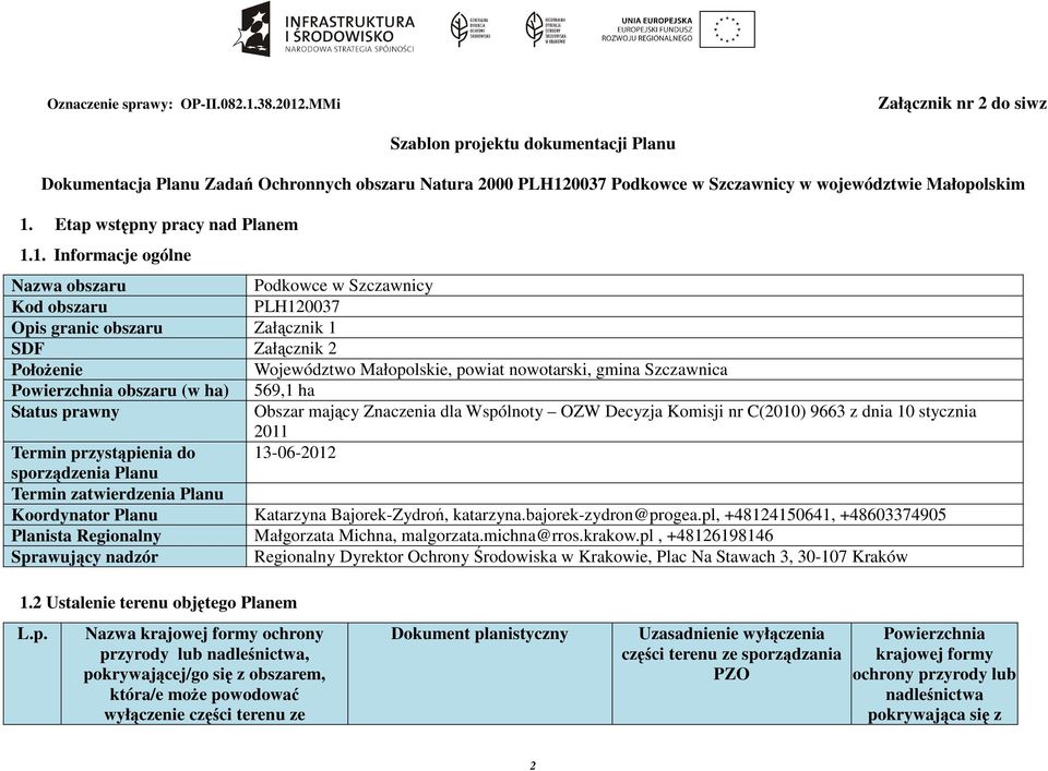 Etap wstępny pracy nad Planem 1.