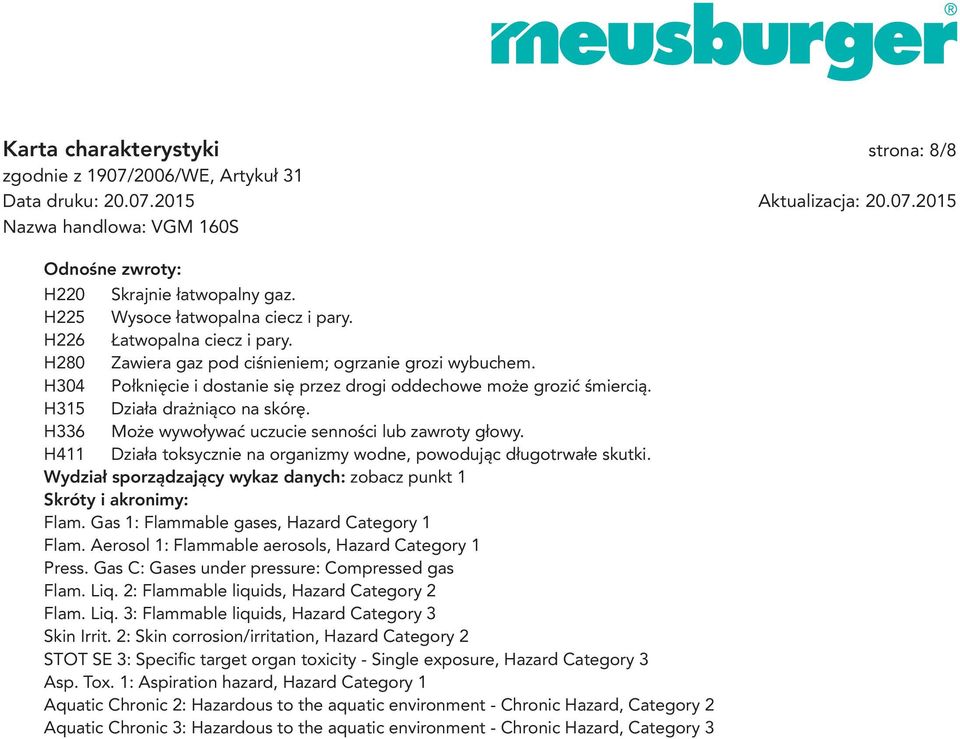 H336 Może wywoływać uczucie senności lub zawroty głowy. H411 Działa toksycznie na organizmy wodne, powodując długotrwałe skutki.