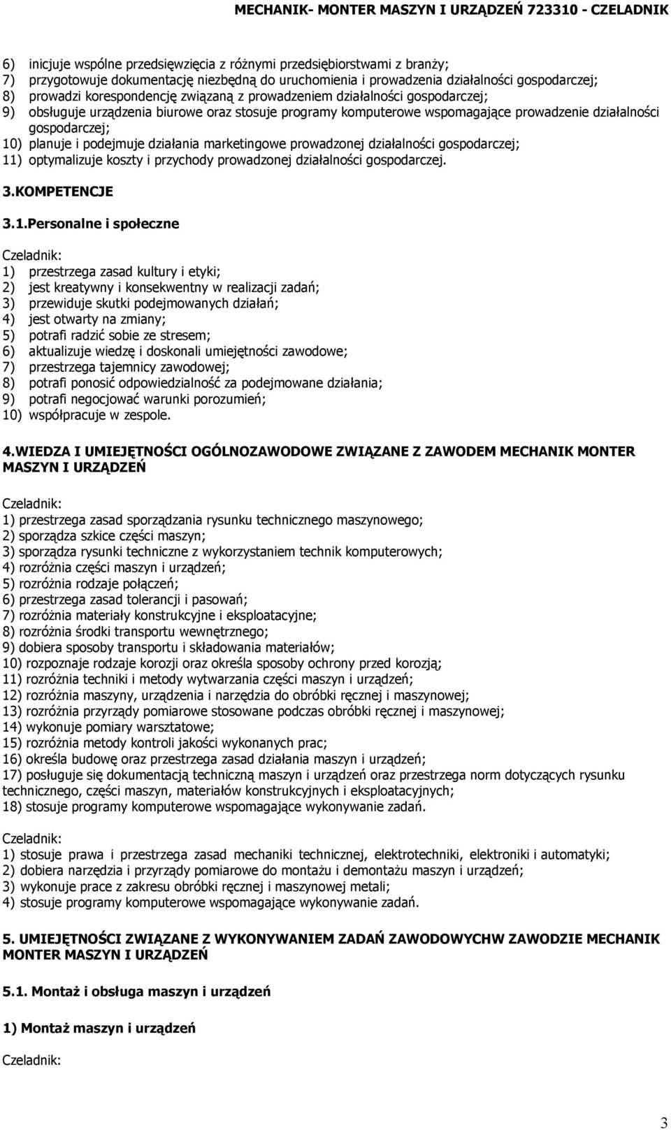 działalności gospodarczej; 10) planuje i podejmuje działania marketingowe prowadzonej działalności gospodarczej; 11) optymalizuje koszty i przychody prowadzonej działalności gospodarczej. 3.