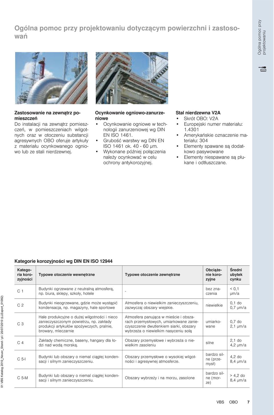 Ocynkowanie ogniowo-zanurzeniowe Ocynkowanie ogniowe w technologii zanurzeniowej wg DIN N ISO 1461. Grubość warstwy wg DIN N ISO 1461 ok. 40-60 μm.