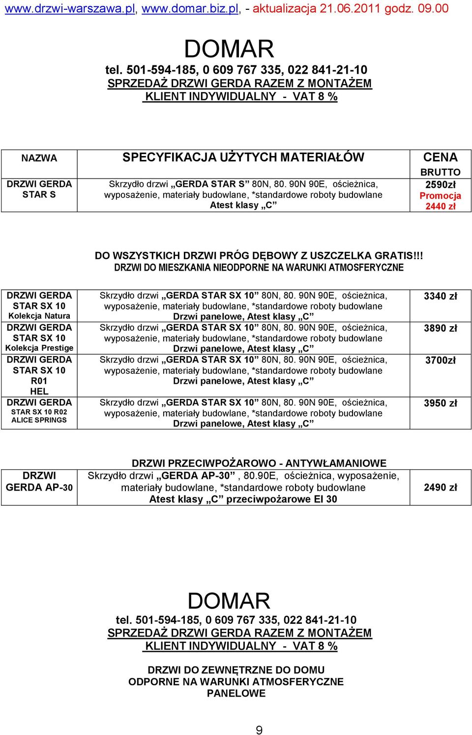 !! DO MIESZKANIA NIEODPORNE NA WARUNKI ATMOSFERYCZNE GERDA STAR SX 10 Kolekcja Natura GERDA STAR SX 10 Kolekcja Prestige GERDA STAR SX 10 R01 HEL GERDA STAR SX 10 R02 ALICE SPRINGS Skrzydło drzwi