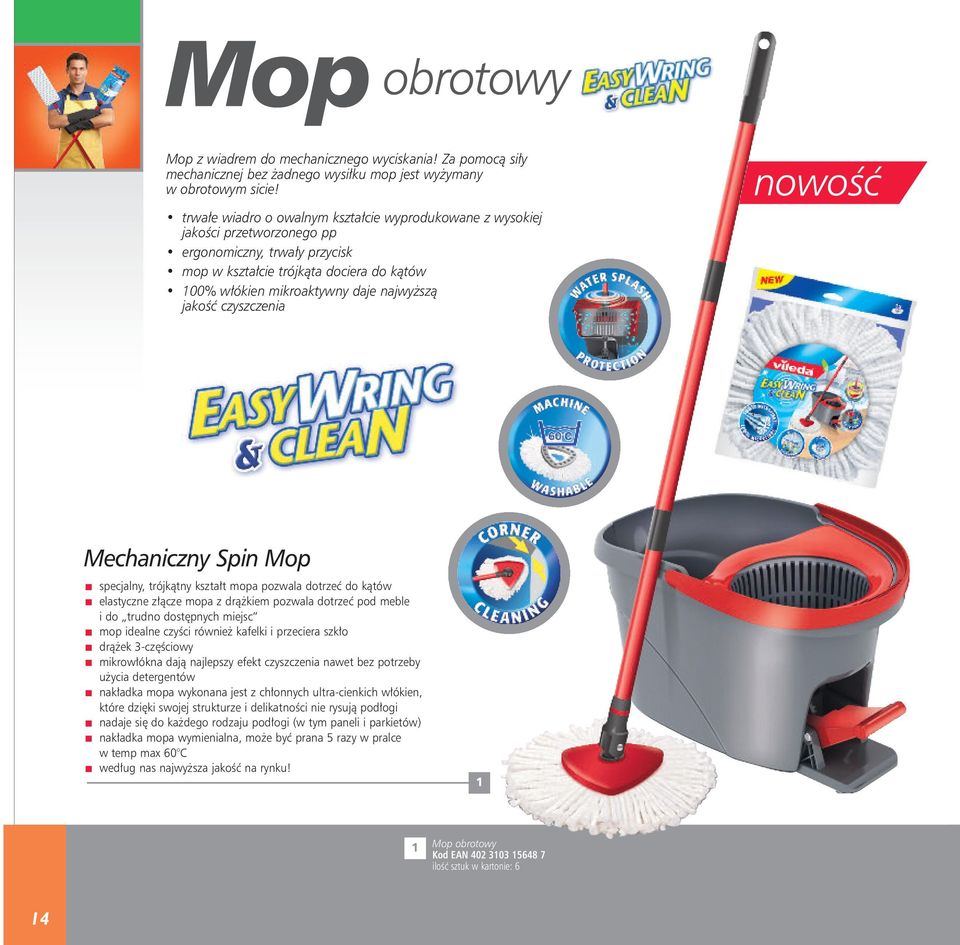 jakość czyszczenia nowość Mechaniczny Spin Mop specjalny, trójkątny kształt mopa pozwala dotrzeć do kątów elastyczne złącze mopa z drążkiem pozwala dotrzeć pod meble i do trudno dostępnych miejsc mop