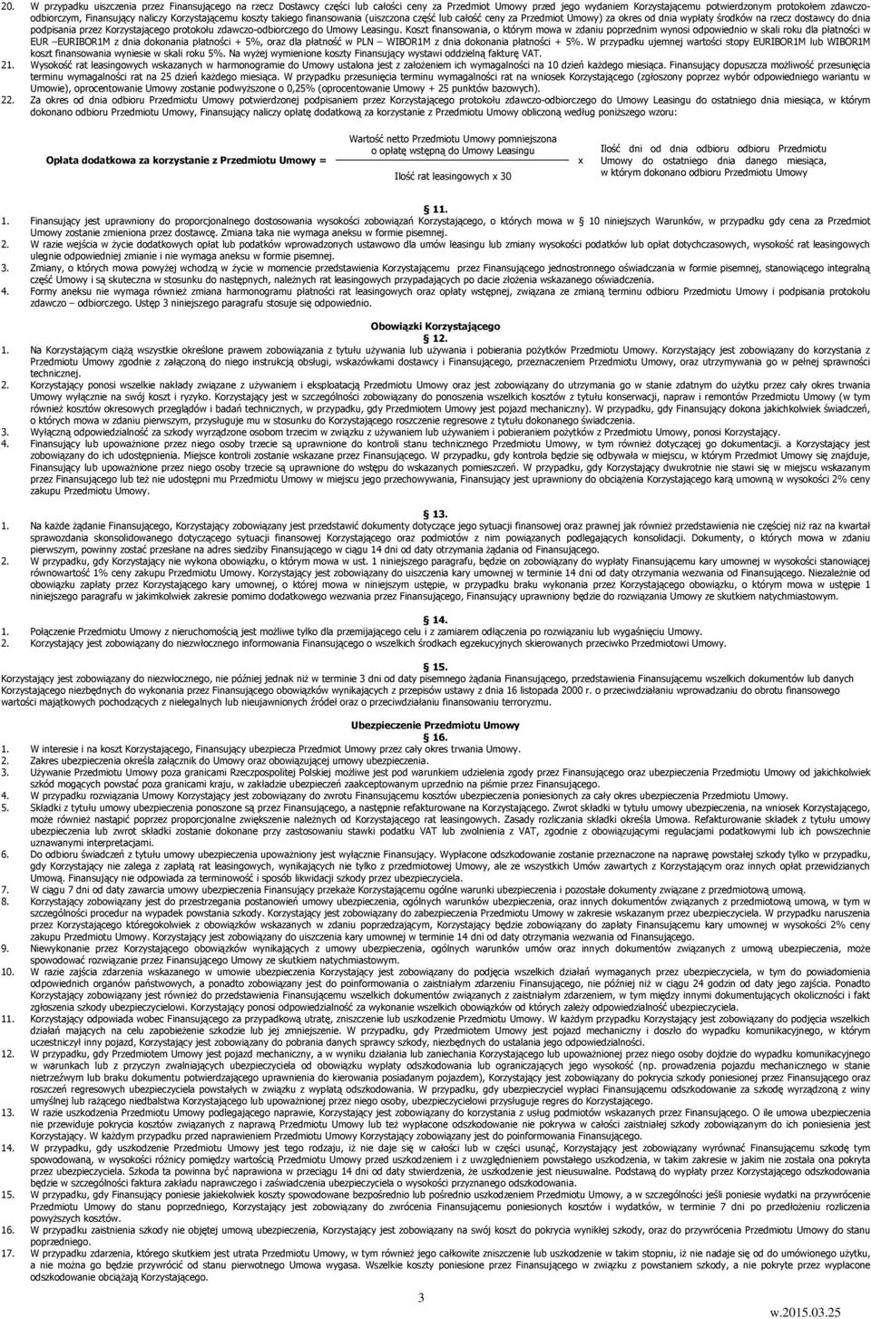 protokołu zdawczo-odbiorczego do Umowy Leasingu.