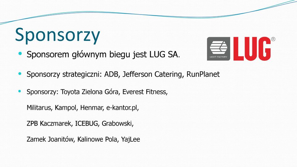 Sponsorzy: Toyota Zielona Góra, Everest Fitness, Militarus,