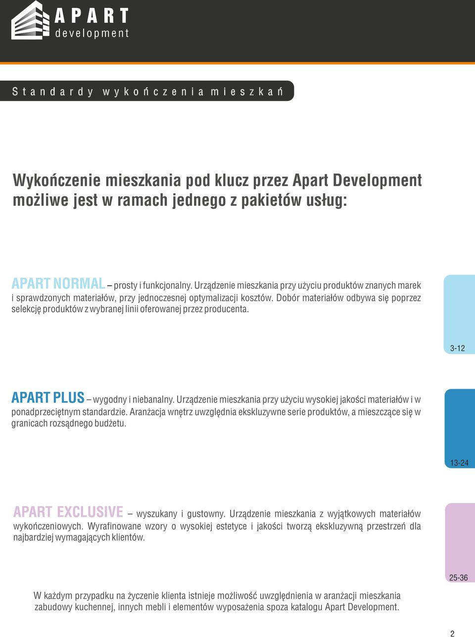 Dobór materiałów odbywa się poprzez selekcję produktów z wybranej linii oferowanej przez producenta. 3-12 APART PLUS wygodny i niebanalny.