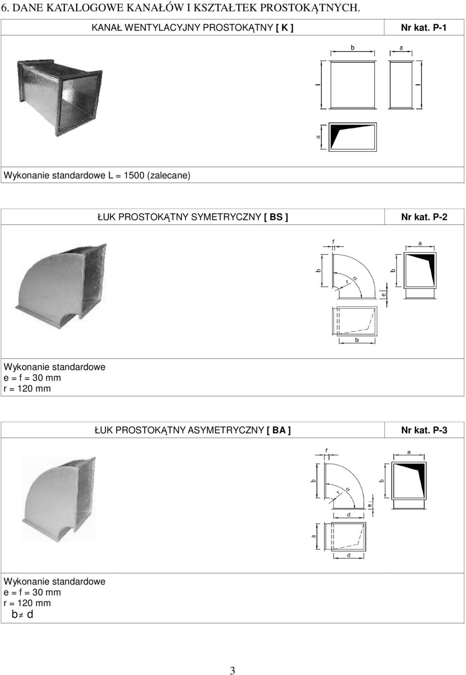 P-1 Wykonanie standardowe L = 1500 (zalecane) ŁUK PROSTOKĄTNY SYMETRYCZNY [ BS ] Nr