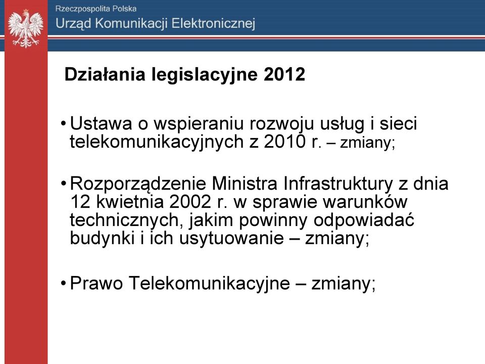 zmiany; Rozporządzenie Ministra Infrastruktury z dnia 12 kwietnia 2002 r.