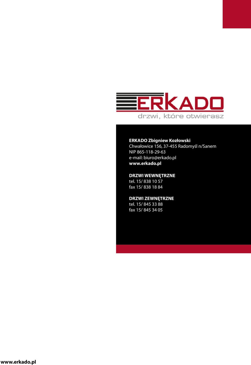 pl www.erkado.pl DRZWI WEWNĘTRZNE tel.