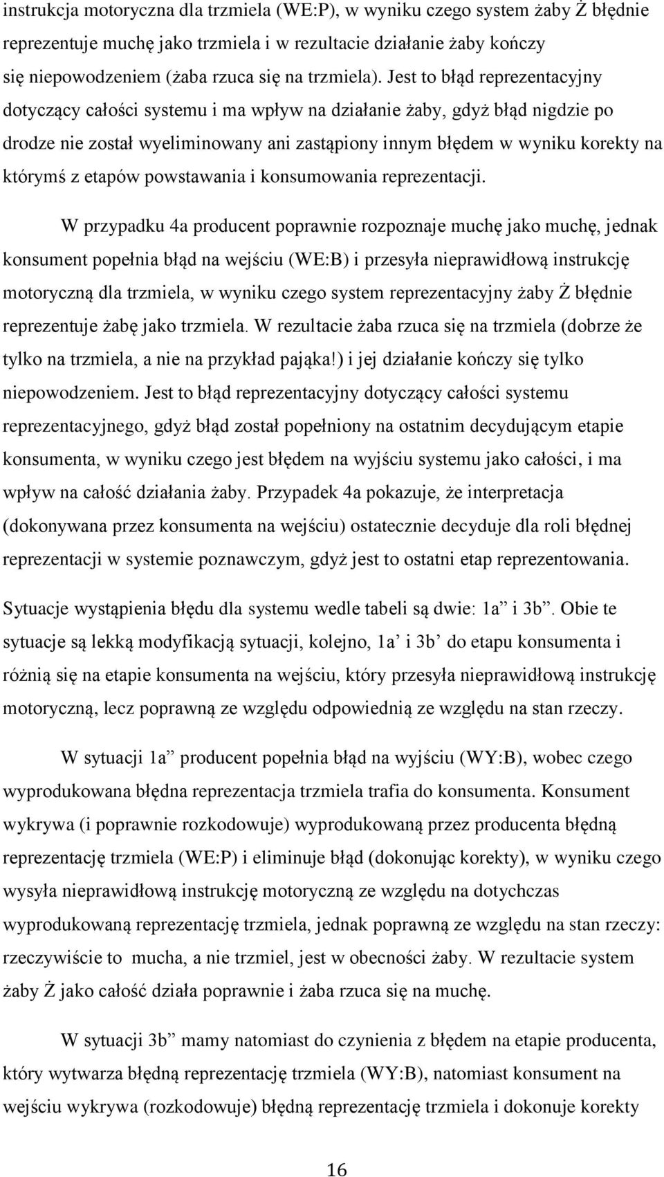 etapów powstawania i konsumowania reprezentacji.