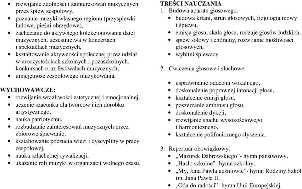 umiejętność zespołowego muzykowania.