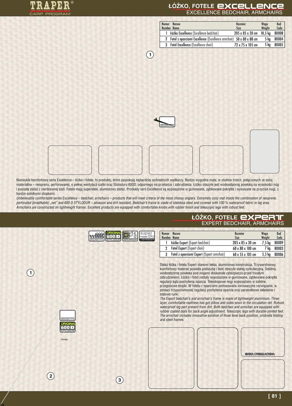 FRAME NEOPREN SIATKA CYRKULACYJNA STYLODUR 00 D Niezwykle komfortowa seria Excellence łóżko i fotele, to produkty, które zaspokoją najbardziej wybrednych wędkarzy.