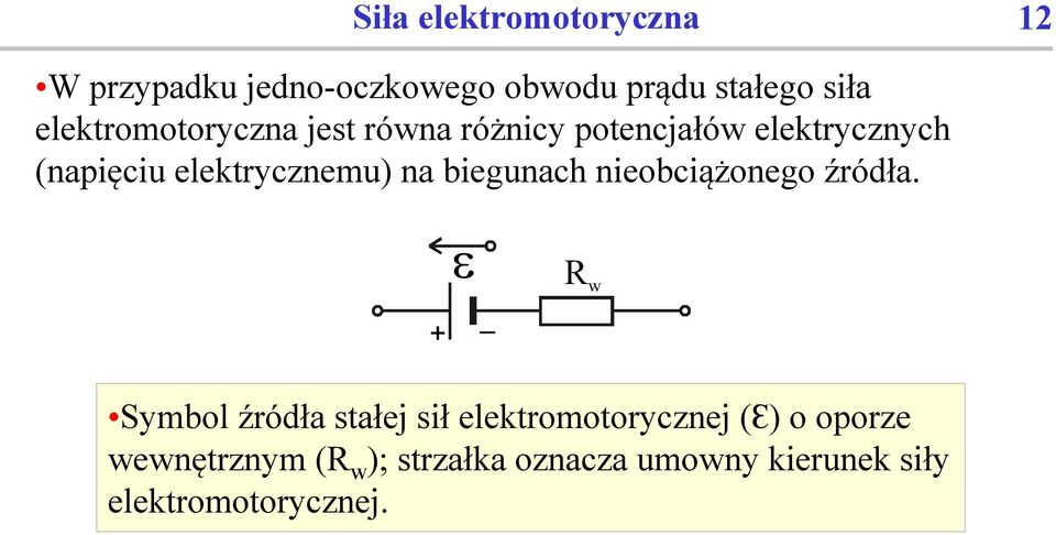 elektrycznemu) na biegunach nieobciążonego źródła.