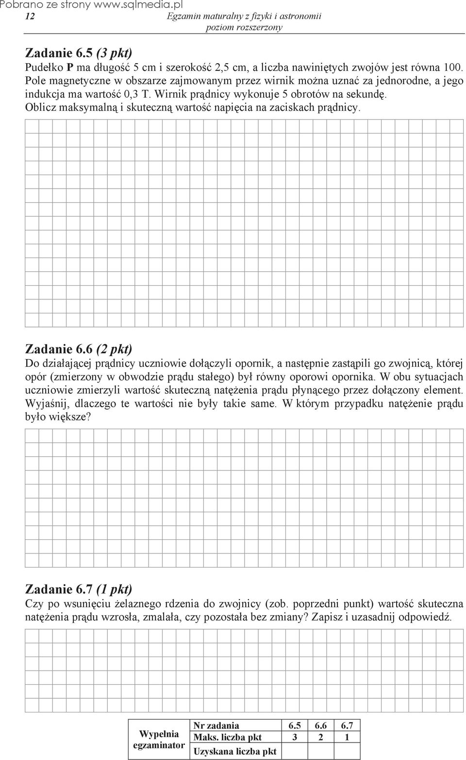 Oblicz maksymaln i skuteczn warto napi cia na zaciskach pr dnicy. Zadanie 6.