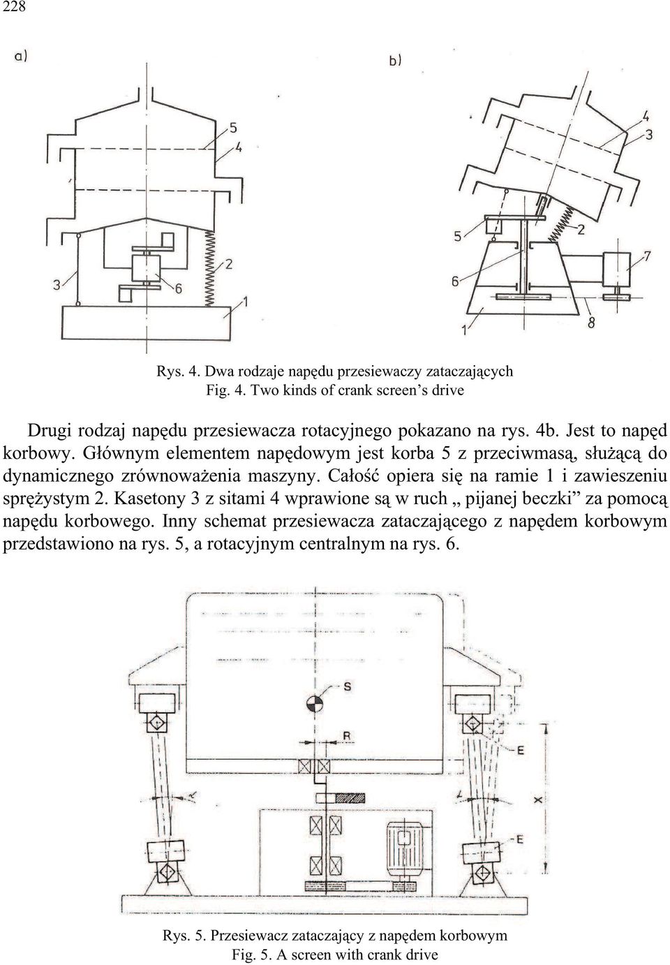 Ca o opiera si na ramie 1 i zawieszeniu spr ystym 2. Kasetony 3 z sitami 4 wprawione s w ruch pijanej beczki za pomoc nap du korbowego.