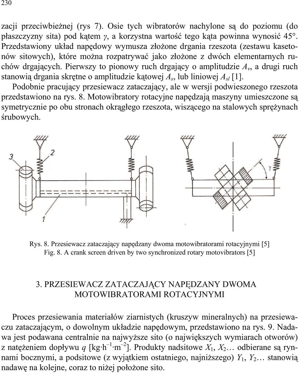 Pierwszy to pionowy ruch drgaj cy o amplitudzie A v, a drugi ruch stanowi drgania skr tne o amplitudzie k towej A s, lub liniowej A sl [1].