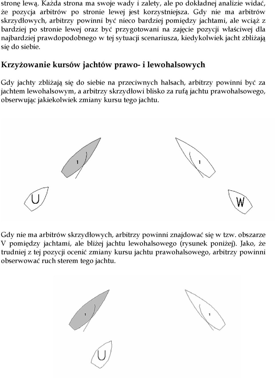 prawdopodobnego w tej sytuacji scenariusza, kiedykolwiek jacht zbliżają się do siebie.