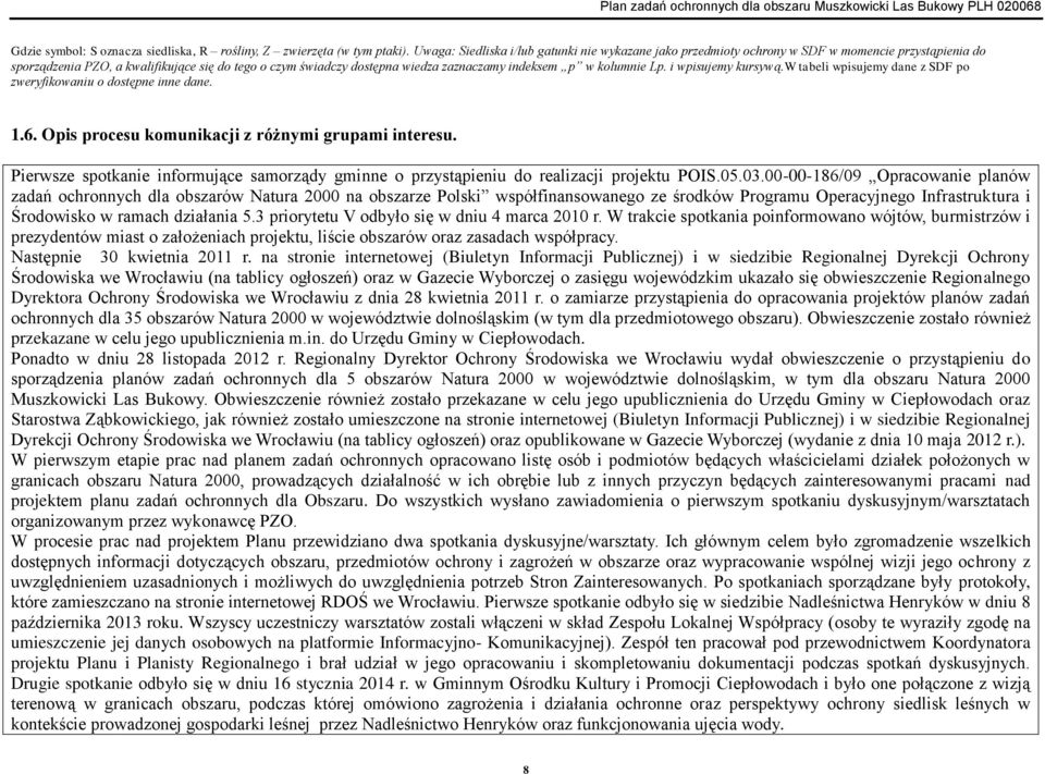 p w kolumnie Lp. i wpisujemy kursywą.w tabeli wpisujemy dane z SDF po zweryfikowaniu o dostępne inne dane. 1.6. Opis procesu komunikacji z różnymi grupami interesu.