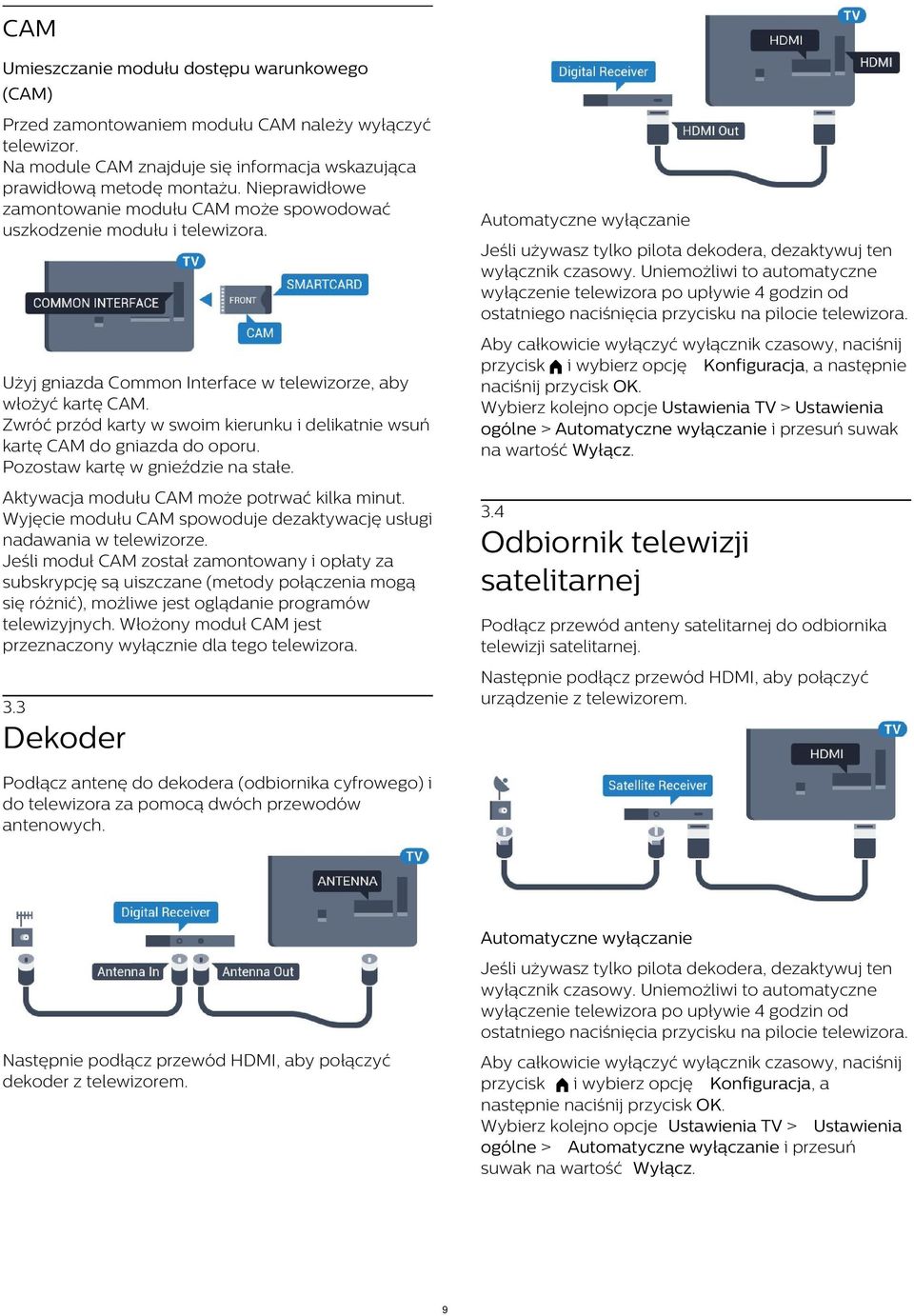 Uniemożliwi to automatyczne wyłączenie telewizora po upływie 4 godzin od ostatniego naciśnięcia przycisku na pilocie telewizora.