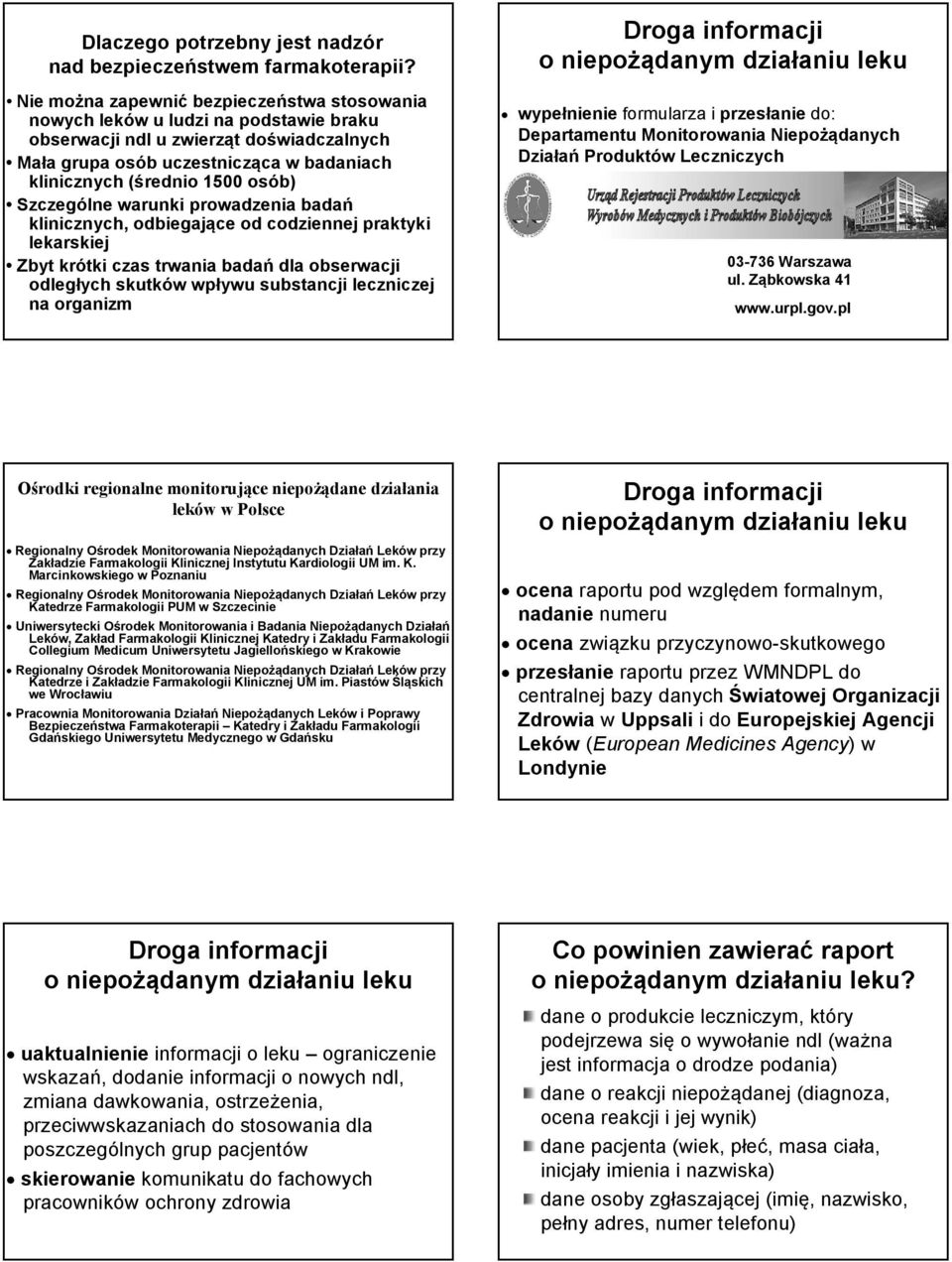 osób) Szczególne warunki prowadzenia badań klinicznych, odbiegające od codziennej praktyki lekarskiej Zbyt krótki czas trwania badań dla obserwacji odległych skutków wpływu substancji leczniczej na