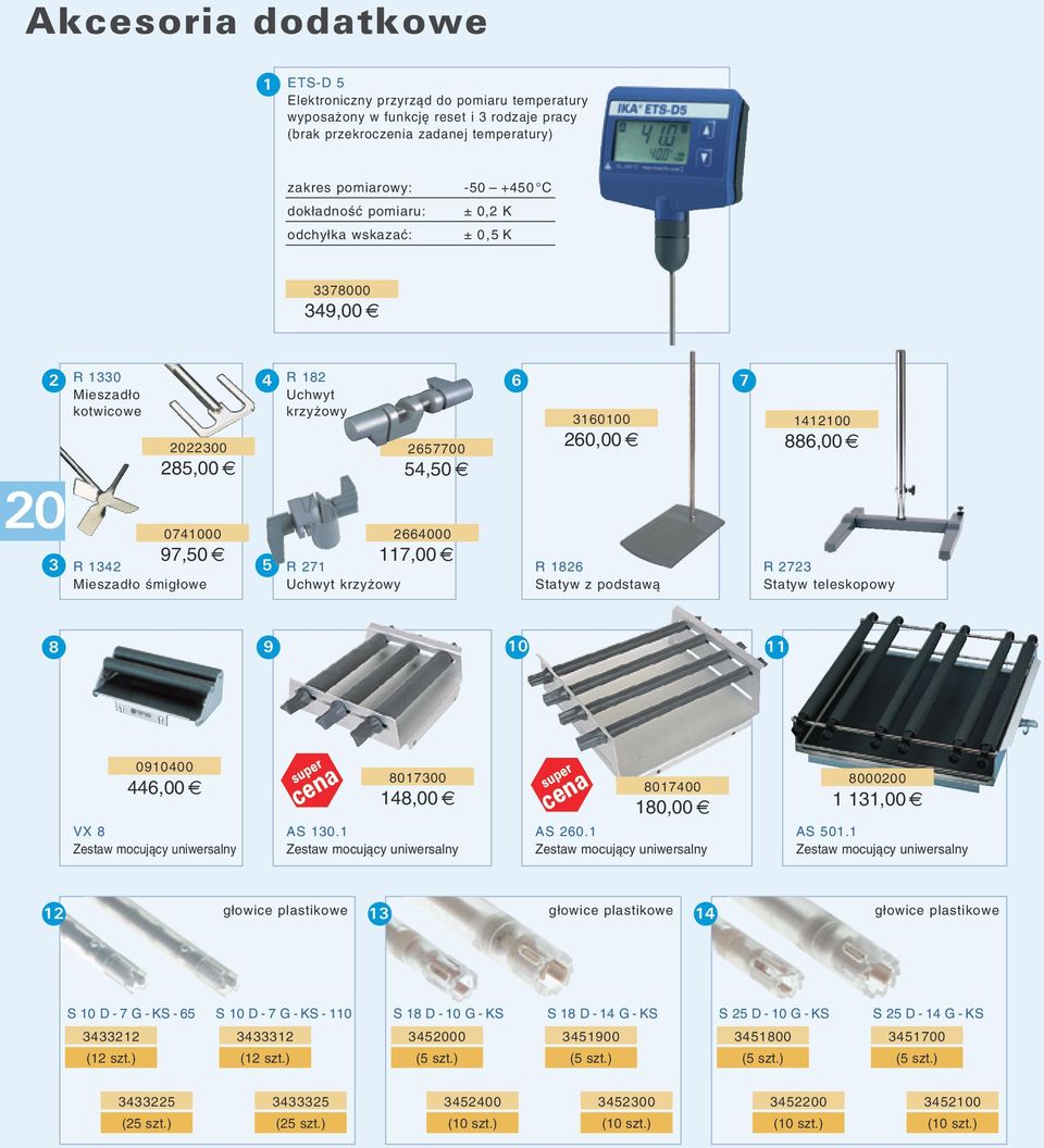 krzyżowy 2657700 54,50 2664000 117,00 6 7 3160100 260,00 R 1826 Statyw z podstawą 1412100 886,00 R 2723 Statyw teleskopowy 8 9 10 11 0910400 446,00 VX 8 Zestaw mocujący uniwersalny 8017300 148,00 AS