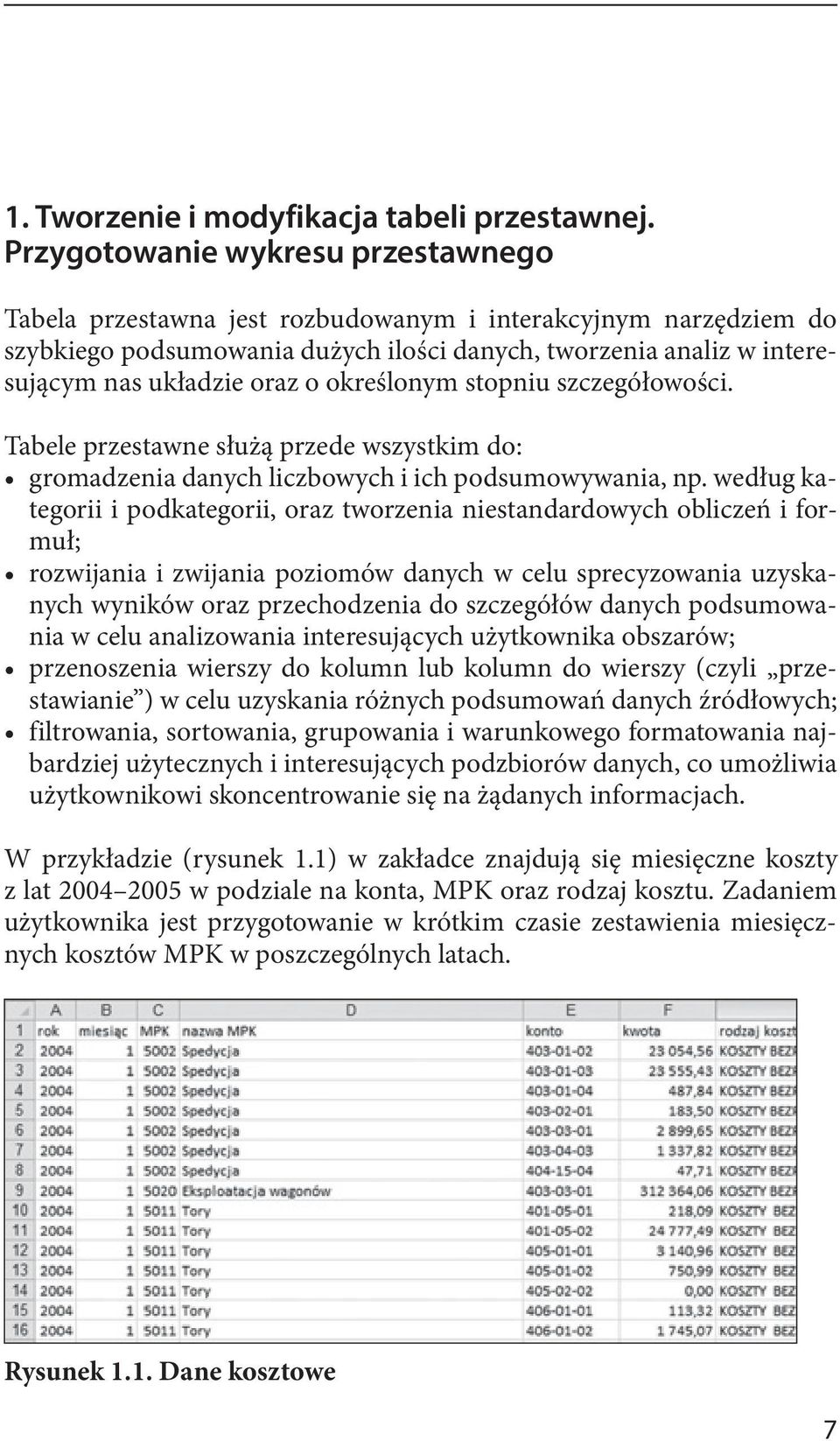 określonym stopniu szczegółowości. Tabele przestawne służą przede wszystkim do: gromadzenia danych liczbowych i ich podsumowywania, np.