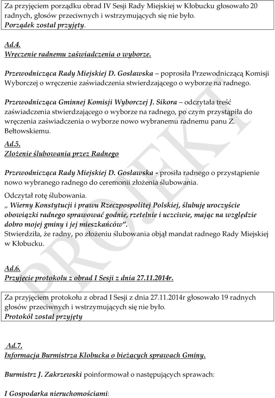 Przewodnicząca Gminnej Komisji Wyborczej J.