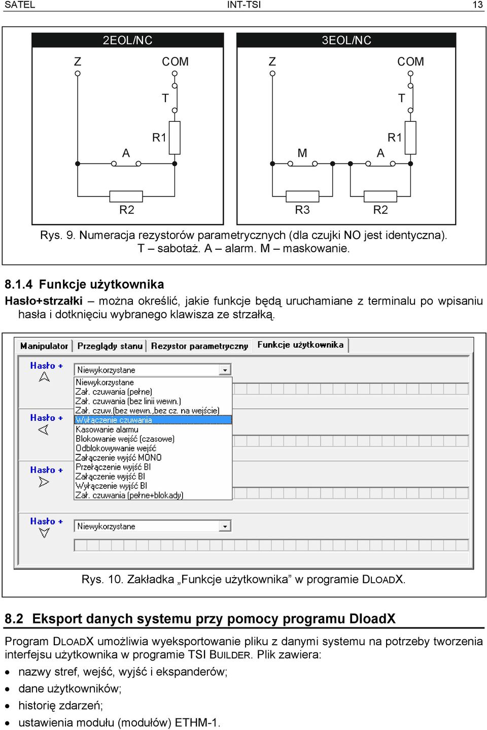 Rys. 10. Zakładka Funkcje użytkownika w programie DLOADX. 8.