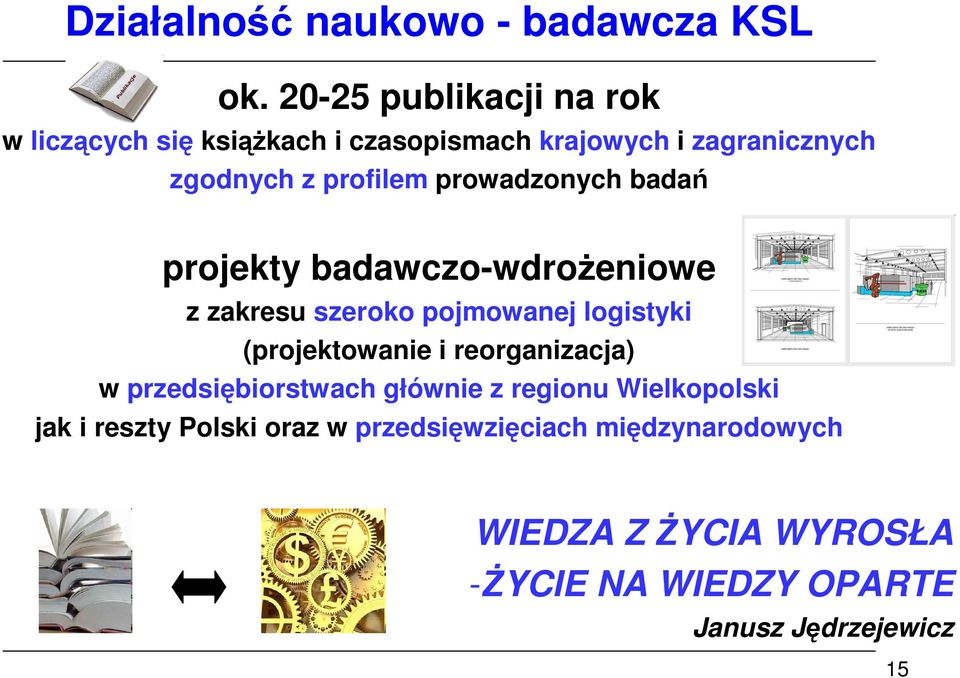 prowadzonych badań projekty badawczo-wdroŝeniowe z zakresu szeroko pojmowanej logistyki (projektowanie i