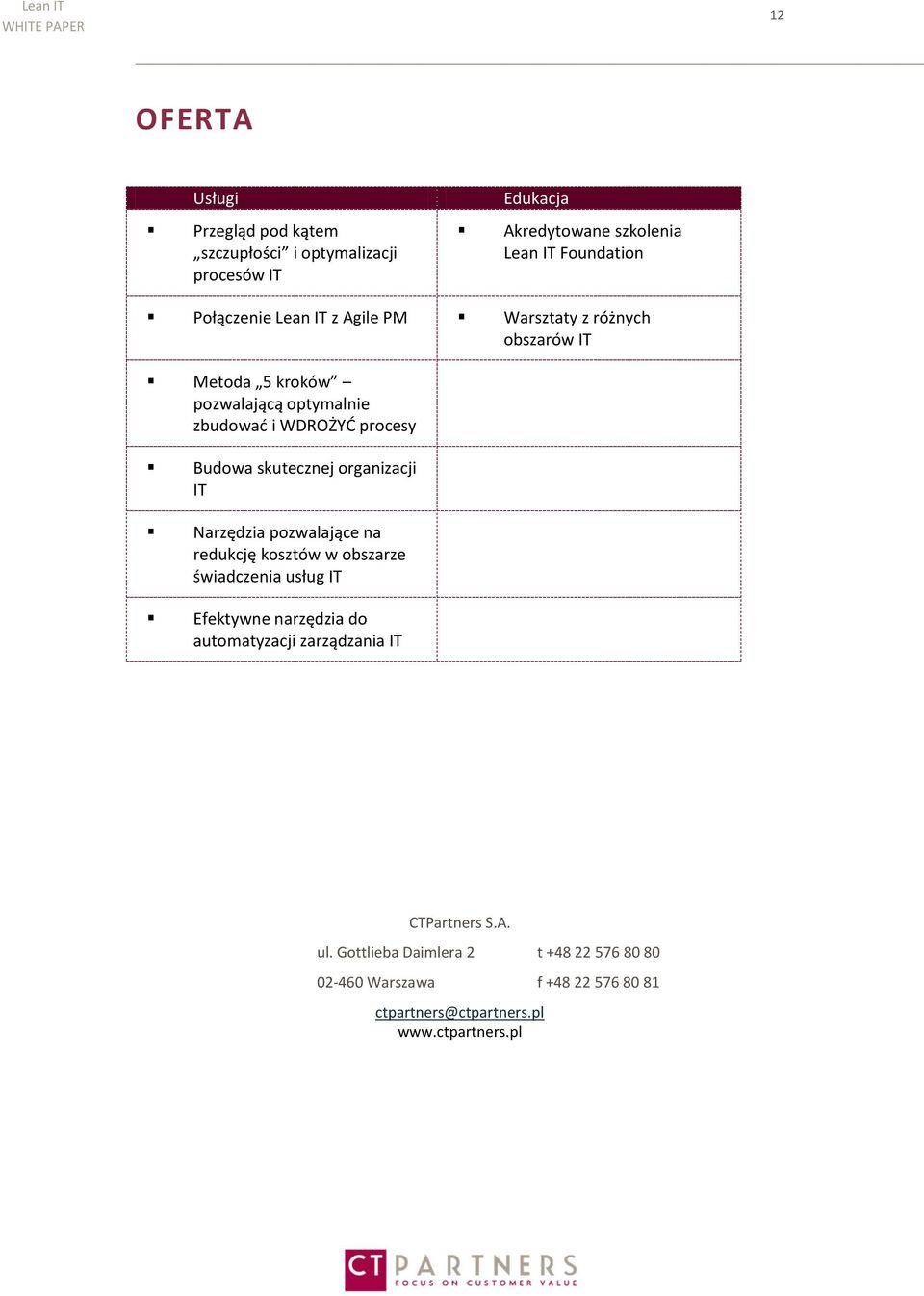 organizacji IT Narzędzia pozwalające na redukcję kosztów w obszarze świadczenia usług IT Efektywne narzędzia do automatyzacji zarządzania