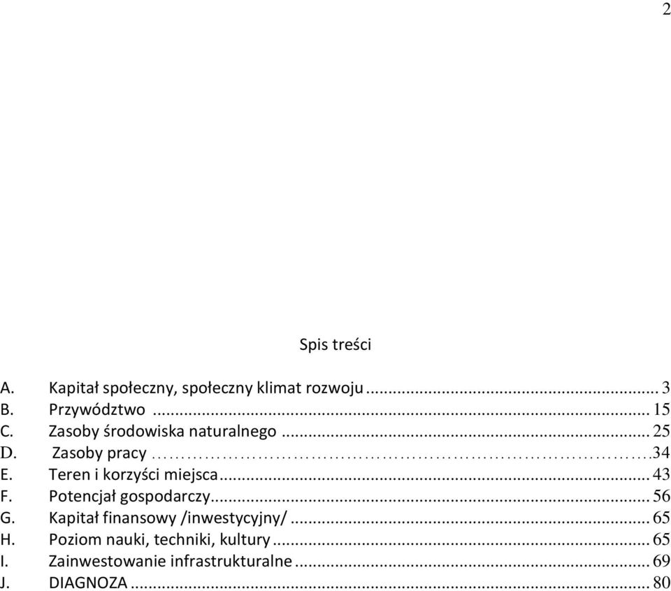 .. 43 F. Potencjał gospodarczy... 56 G. Kapitał finansowy /inwestycyjny/... 65 H.