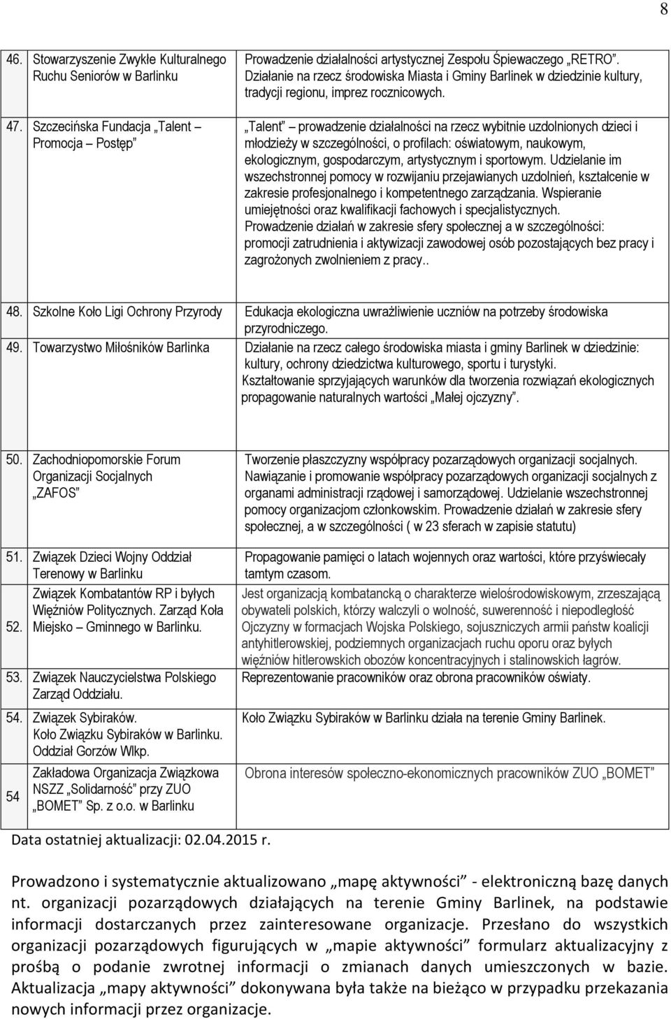 Talent prowadzenie działalności na rzecz wybitnie uzdolnionych dzieci i młodzieży w szczególności, o profilach: oświatowym, naukowym, ekologicznym, gospodarczym, artystycznym i sportowym.