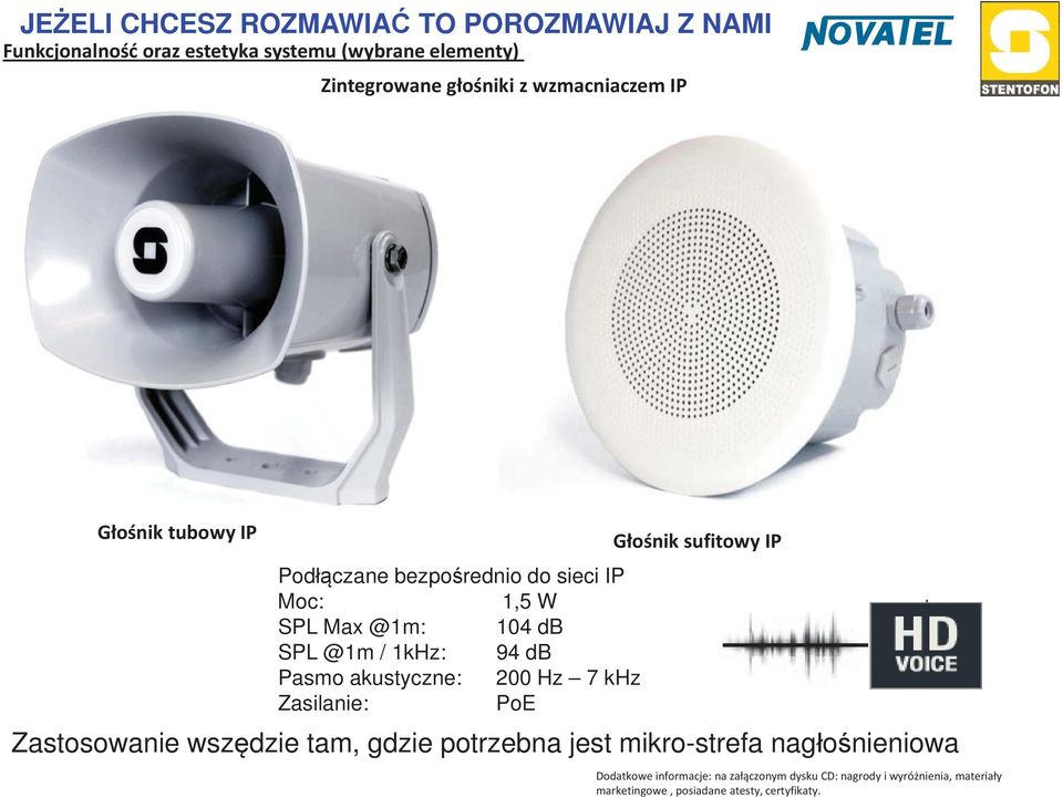 Zasilanie: PoE G o nik sufitowy IP Zastosowanie wsz dzie tam, gdzie potrzebna jest mikro-strefa nag o nieniowa