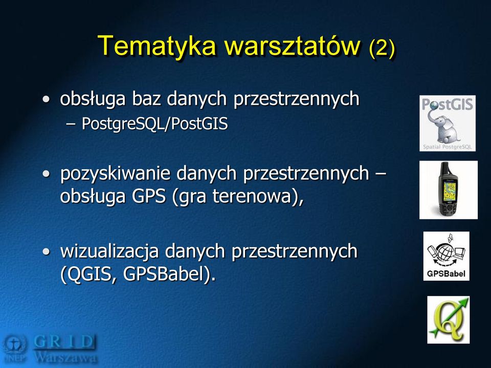 danych przestrzennych obsługa GPS (gra