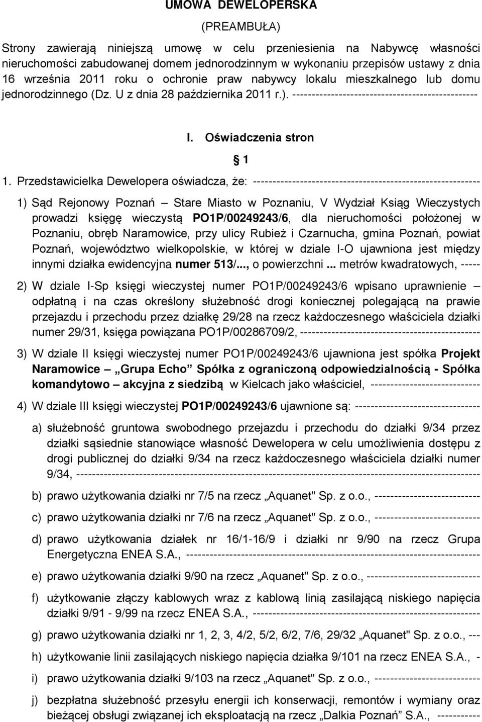 Oświadczenia stron 1 1.