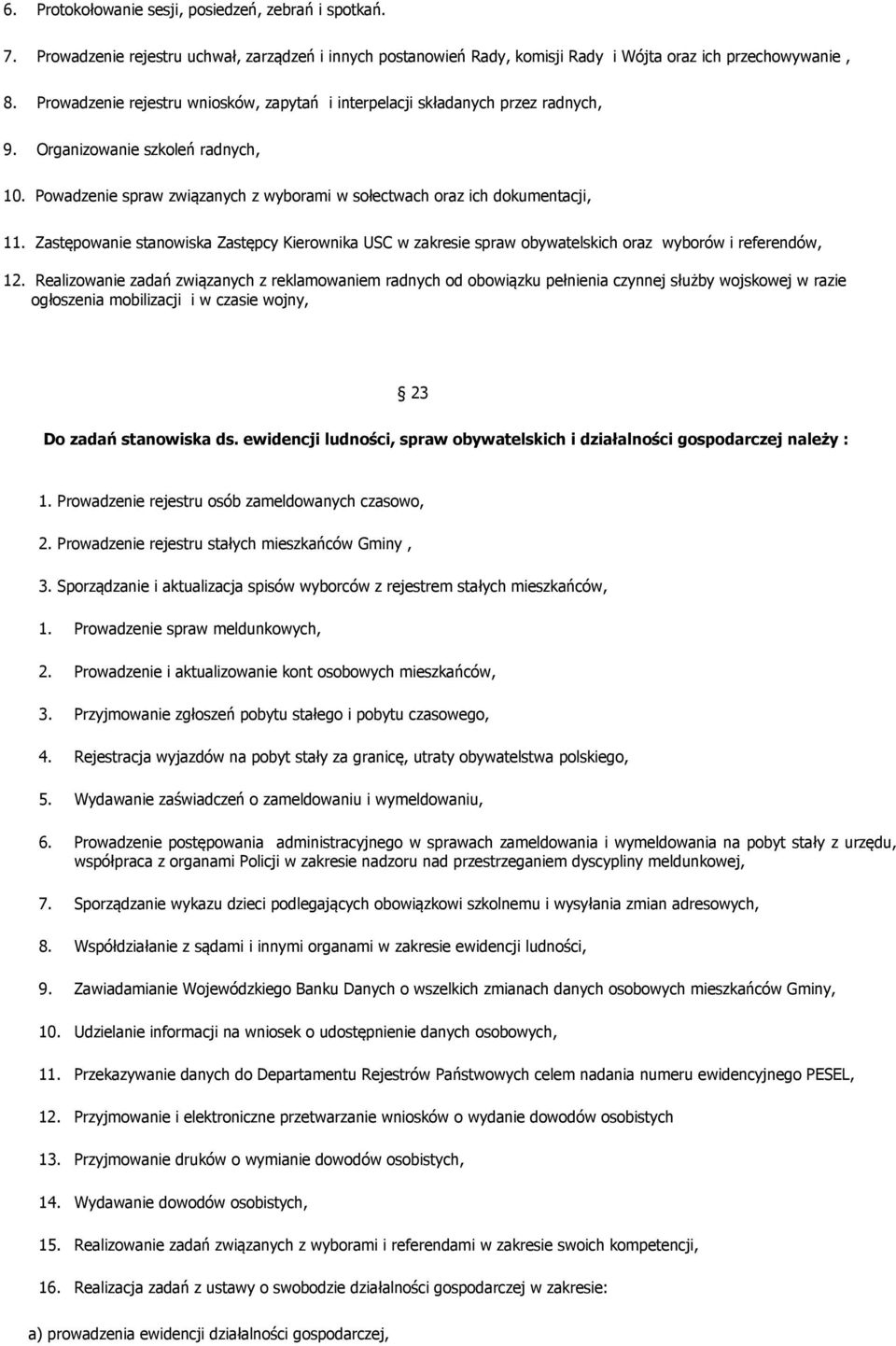 Zastępowanie stanowiska Zastępcy Kierownika USC w zakresie spraw obywatelskich oraz wyborów i referendów, 12.