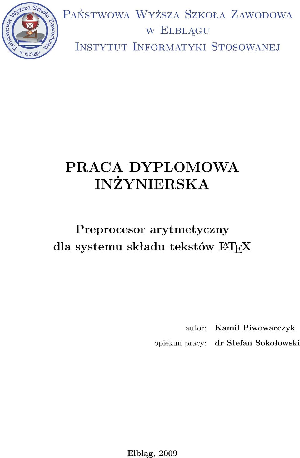 Preprocesor arytmetyczny dlasystemuskładutekstówl A TEX