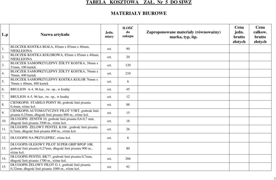 ŻÓŁTY KOSTKA, 76mm x 76mm, 400 kartek BLOCZEK SAMOPRZYLEPNY KOSTKA KOLOR 76mm x 76mm x 40mm, 400 kartek Jedn. miary ILOŚĆ do zakupu szt. 90 szt. 20 szt. 0 szt.