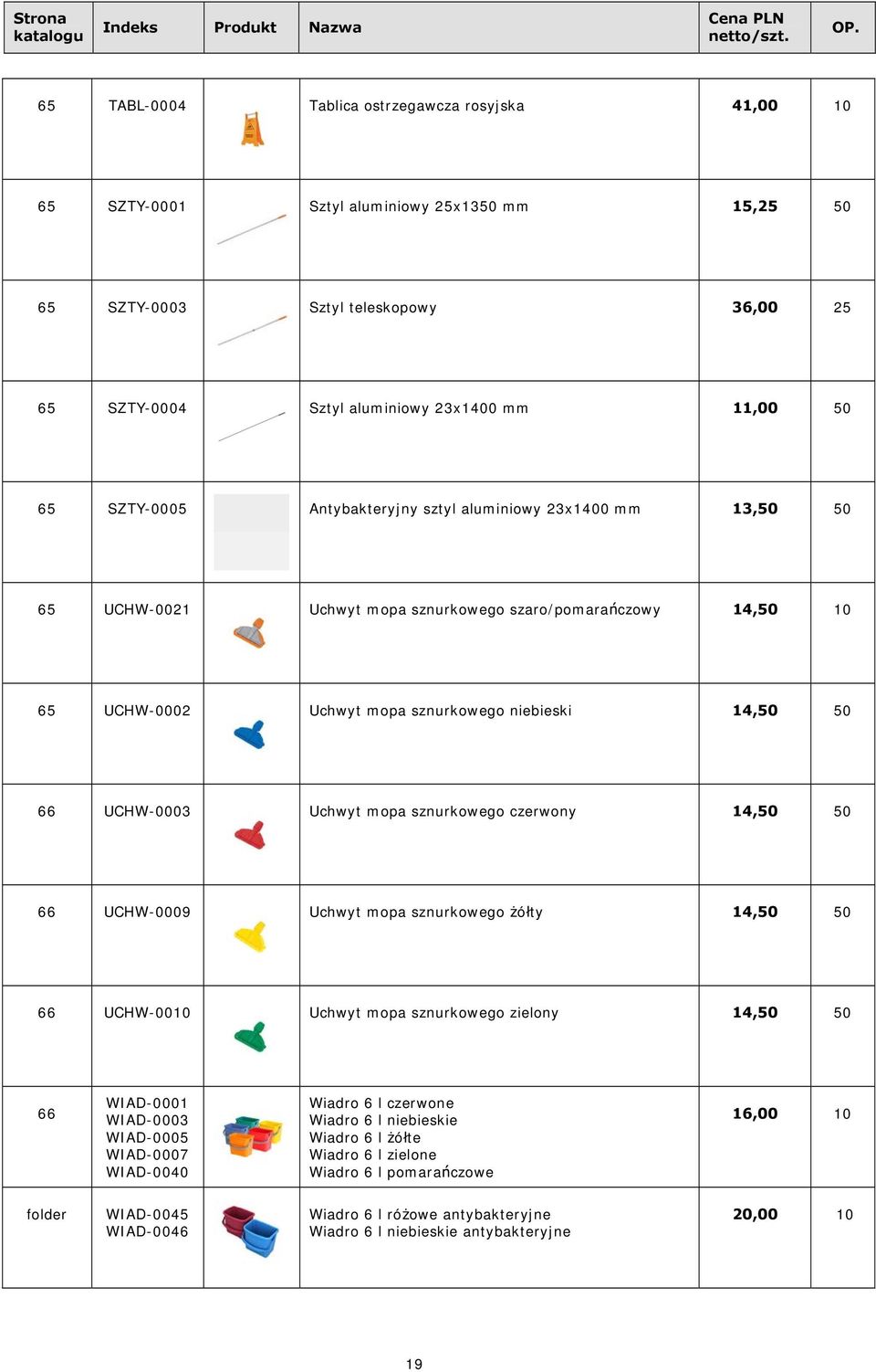 Uchwyt mopa sznurkowego czerwony 14,50 50 66 UCHW-0009 Uchwyt mopa sznurkowego żółty 14,50 50 66 UCHW-0010 Uchwyt mopa sznurkowego zielony 14,50 50 66 WIAD-0001 WIAD-0003 WIAD-0005 WIAD-0007