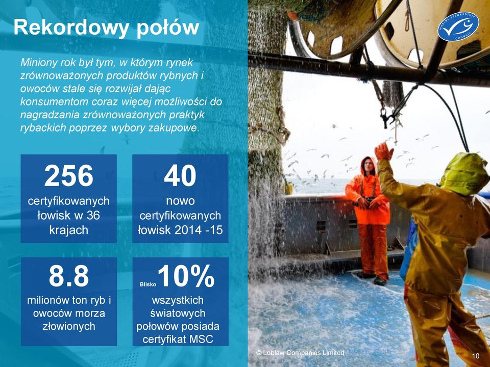 wybory zakupowe. 256 certyfikowanych łowisk w 36 krajach 40 nowo certyfikowanych łowisk 2014-15 8.