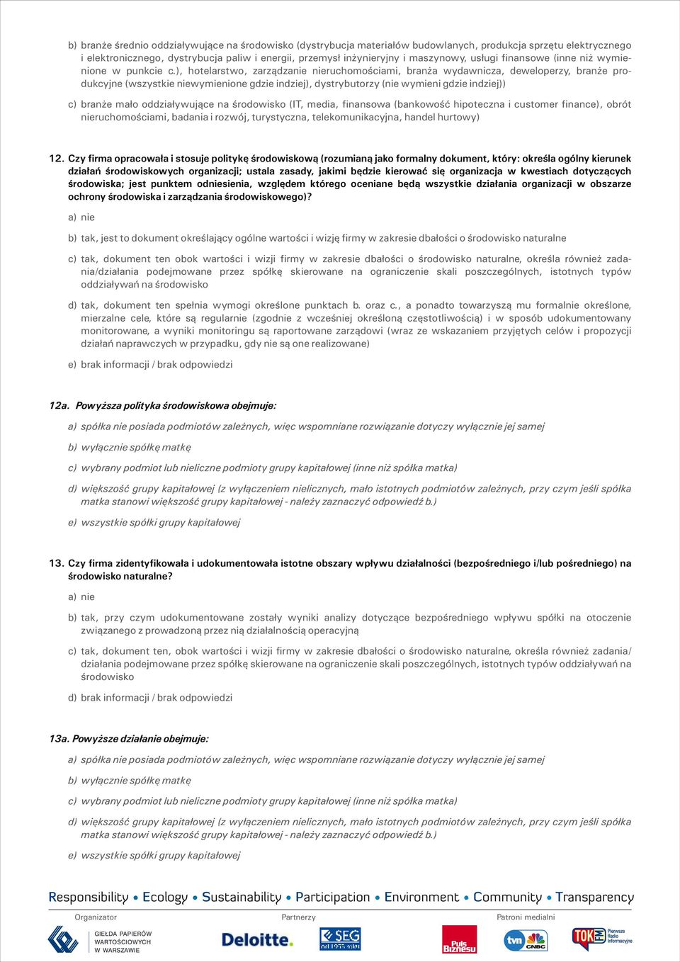), hotelarstwo, zarządzanie nieruchomościami, branża wydawnicza, deweloperzy, branże produkcyjne (wszystkie niewymienione gdzie indziej), dystrybutorzy (nie wymieni gdzie indziej)) c) branże mało