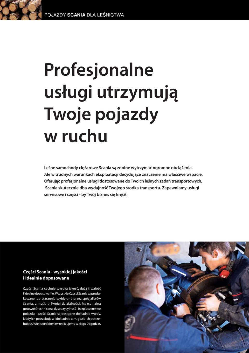 Oferując profesjonalne usługi dostosowane do Twoich leśnych zadań transportowych, Scania skutecznie dba wydajność Twojego środka transportu.