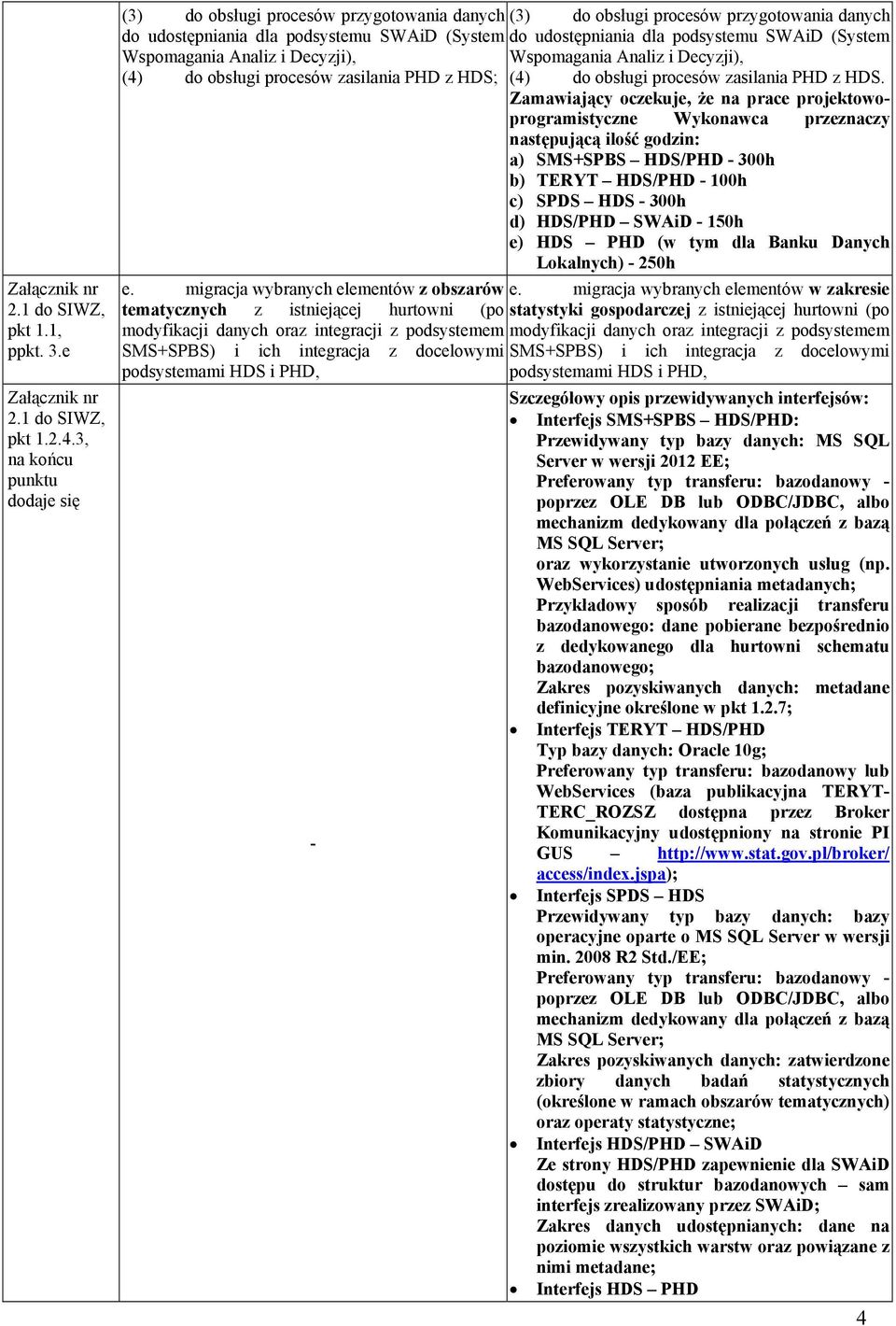 SWAiD (System Wspomagania Analiz i Decyzji), Wspomagania Analiz i Decyzji), (4) do obsługi procesów zasilania PHD z HDS; (4) do obsługi procesów zasilania PHD z HDS.