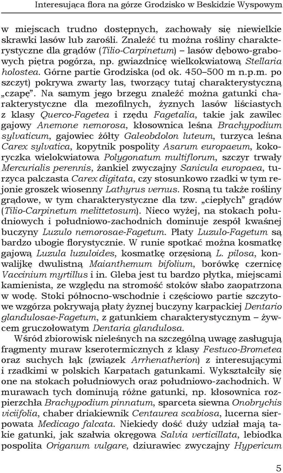 450 500 m n.p.m. po szczyt) pokrywa zwarty las, tworzący tutaj charakterystyczną czapę.