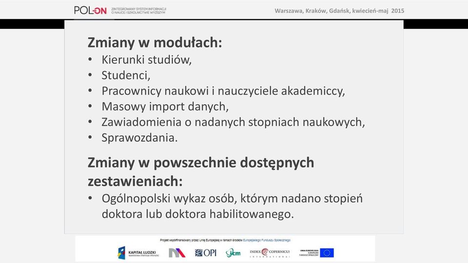 stopniach naukowych, Sprawozdania.